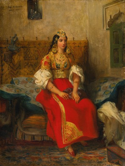 Jewish Woman from Tangier in Home Costume by Ferdinand Victor Eugene Delacroix
